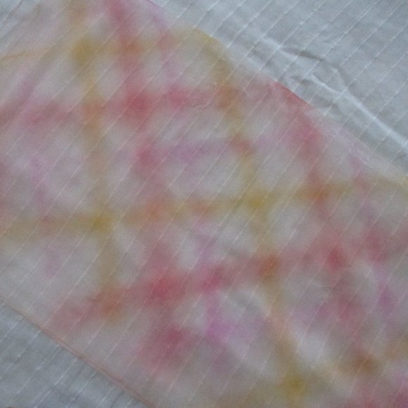1950s pink,yellow & orange stripe chiffon scarf - Picture 4 of 7